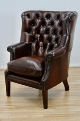 Bradley Armchair Antiqued Leather Wingback Chair